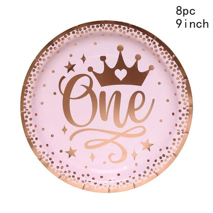Pink Gold Princess Crown Tableware Set - Cake Pops Parties