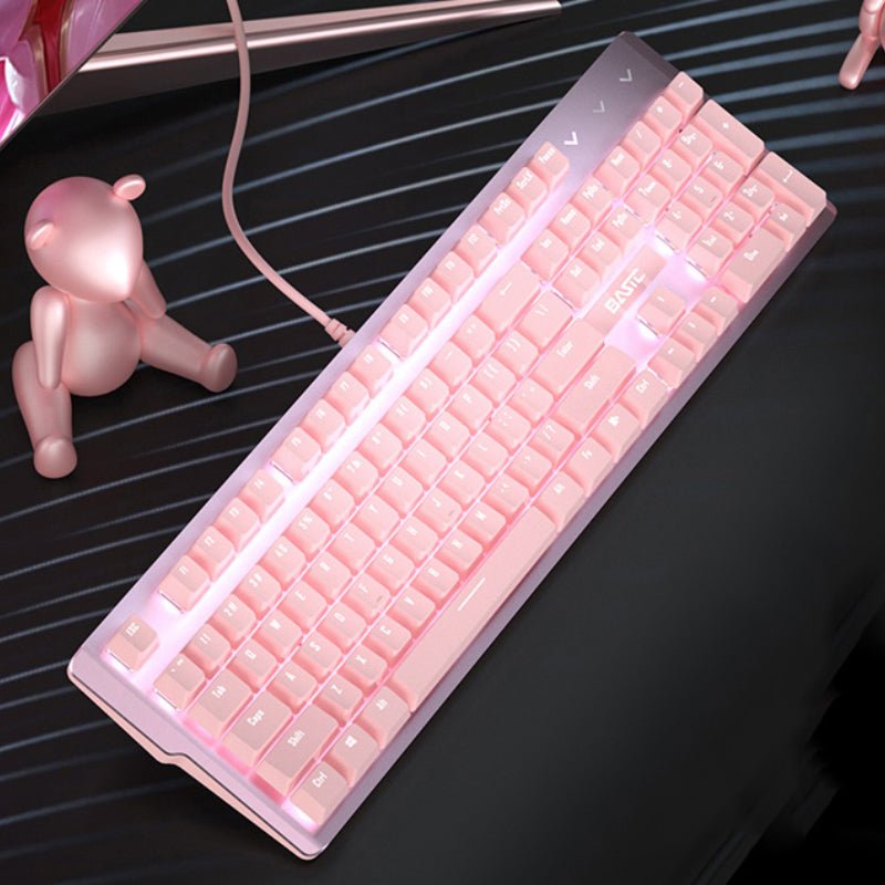 Pink Mechanical Keyboard & Mouse Set - Cake Pops Parties