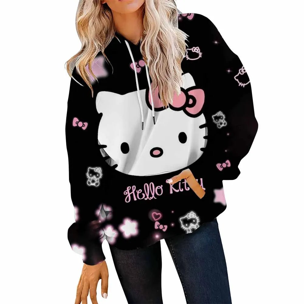 Plus Size Hello Kitty Hoodie | Women’s Outdoor Printed Sweatshirt - Cake Pops Parties