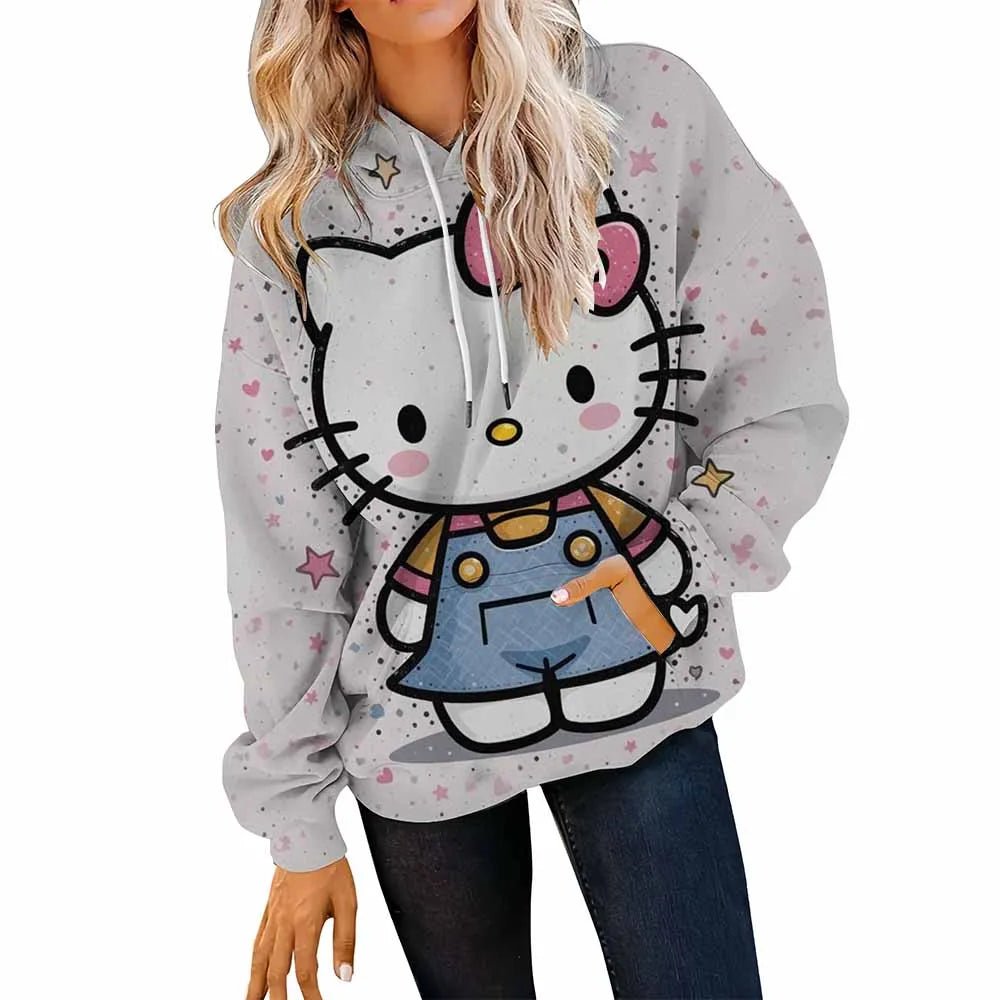 Plus Size Hello Kitty Hoodie | Women’s Outdoor Printed Sweatshirt - Cake Pops Parties