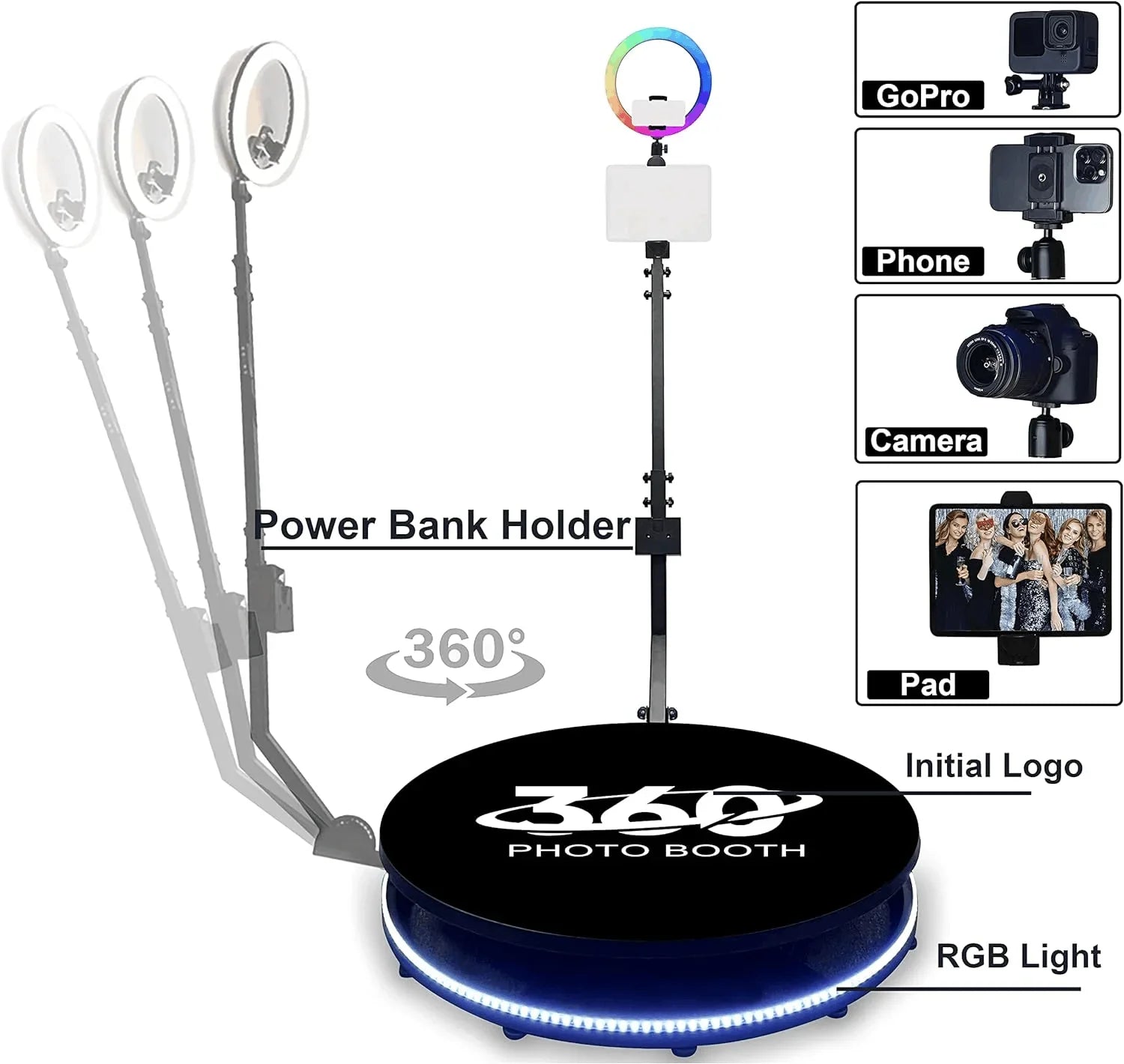 Portable 360 Photo Booth Rotating Machine - Cake Pops Parties