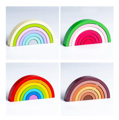 Rainbow Wooden Block Puzzle Set - Cake Pops Parties