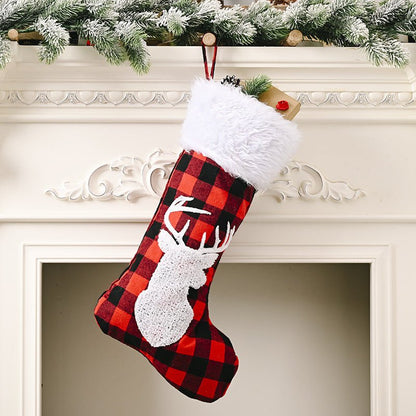 Red Plaid Christmas Stockings Pendant - Cake Pops Parties