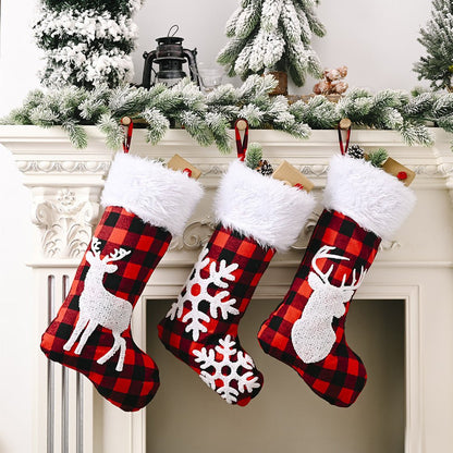 Red Plaid Christmas Stockings Pendant - Cake Pops Parties