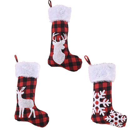 Red Plaid Christmas Stockings Pendant - Cake Pops Parties
