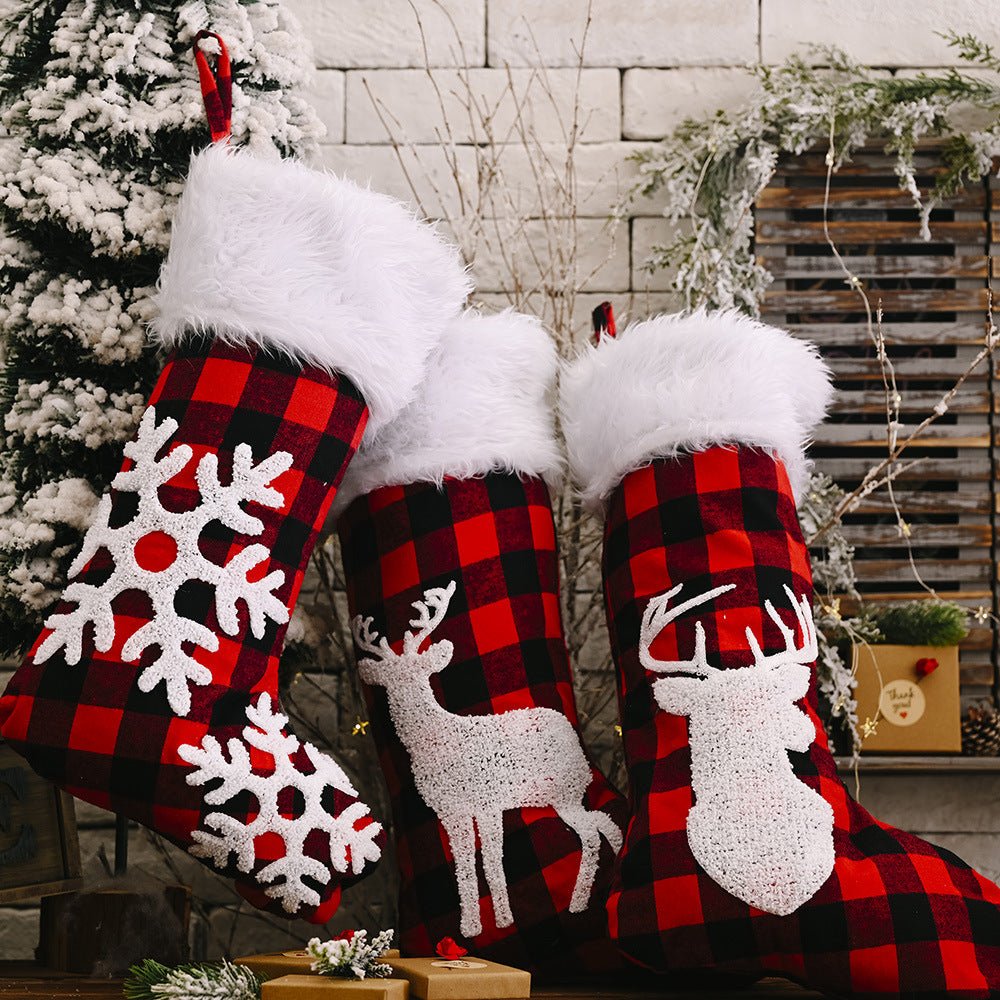 Red Plaid Christmas Stockings Pendant - Cake Pops Parties