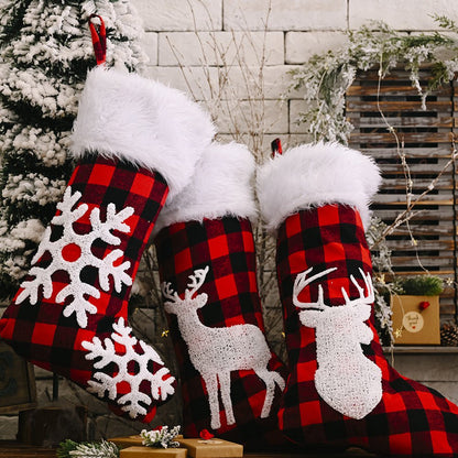 Red Plaid Christmas Stockings Pendant - Cake Pops Parties