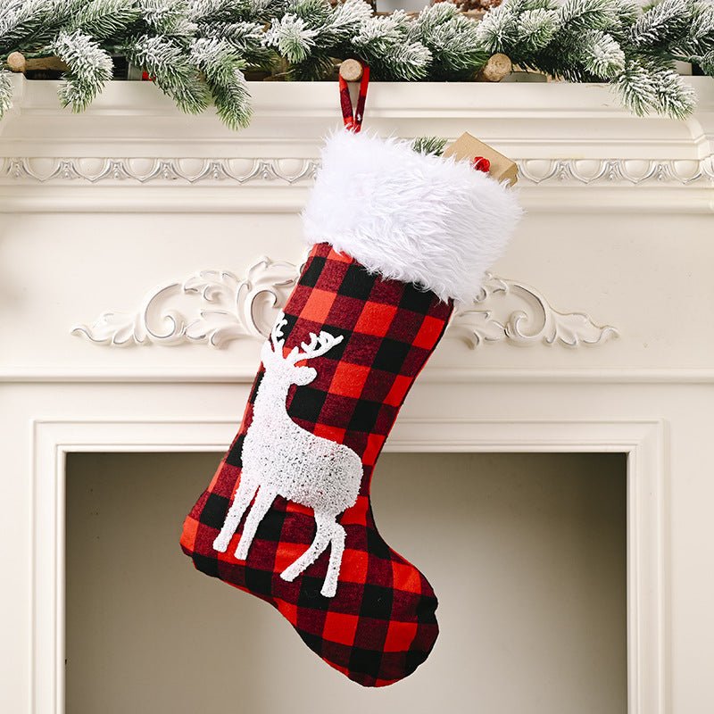 Red Plaid Christmas Stockings Pendant - Cake Pops Parties
