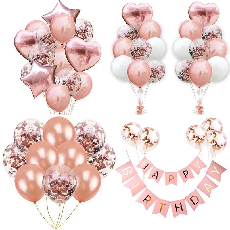Rose Gold Balloons Set & Confetti - Cake Pops Parties