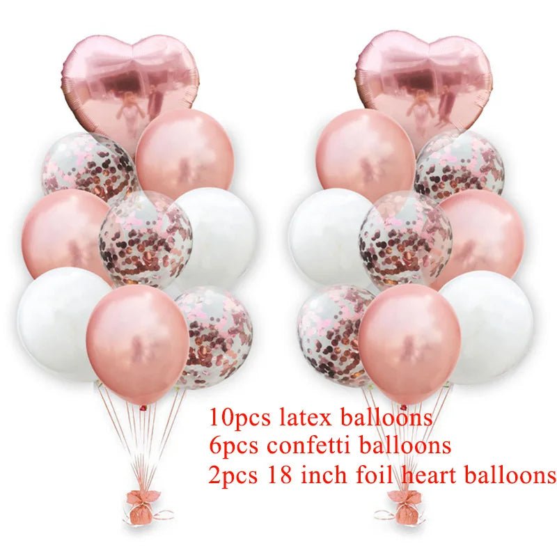 Rose Gold Balloons Set & Confetti - Cake Pops Parties