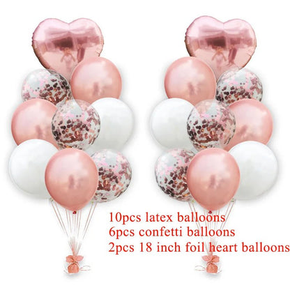 Rose Gold Balloons Set & Confetti - Cake Pops Parties