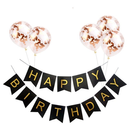 Rose Gold Happy Birthday Banner & Balloons - Cake Pops Parties