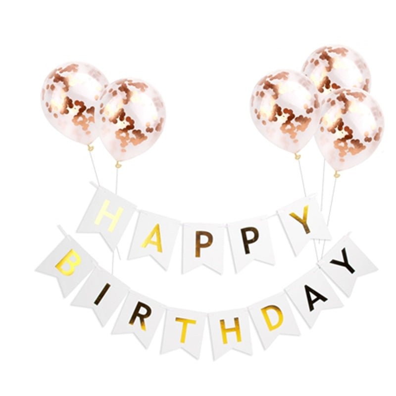 Rose Gold Happy Birthday Banner & Balloons - Cake Pops Parties
