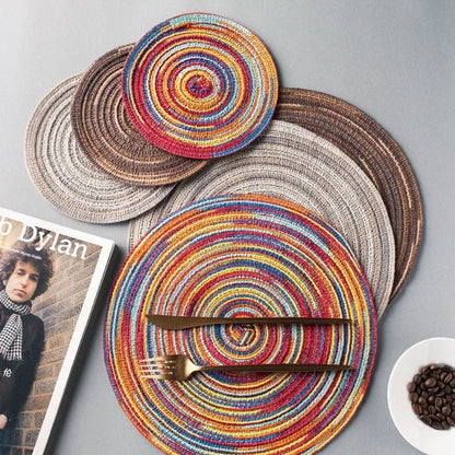 Round Woven Vinyl Placemats Set - Cake Pops Parties