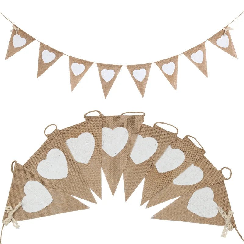 Rustic Just Married Burlap Bunting Banner Set - Cake Pops Parties