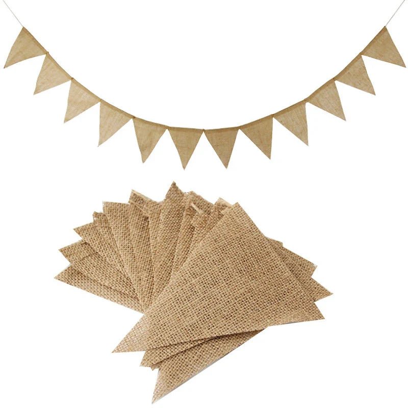Rustic Just Married Burlap Bunting Banner Set - Cake Pops Parties