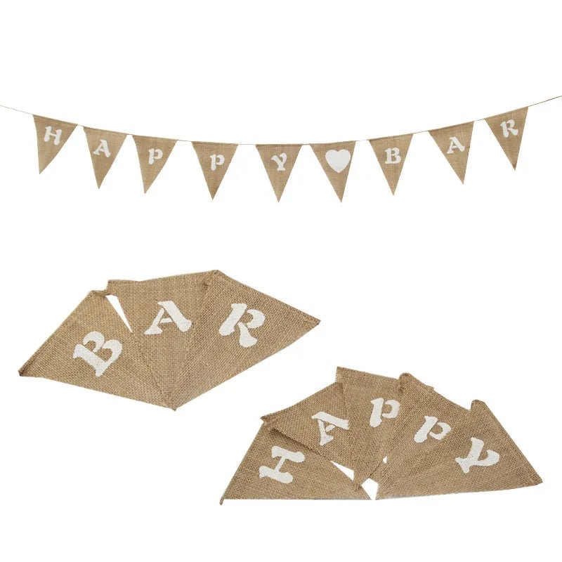 Rustic Just Married Burlap Bunting Banner Set - Cake Pops Parties