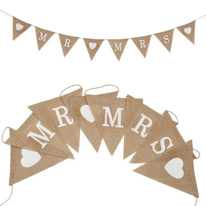 Rustic Just Married Burlap Bunting Banner Set - Cake Pops Parties