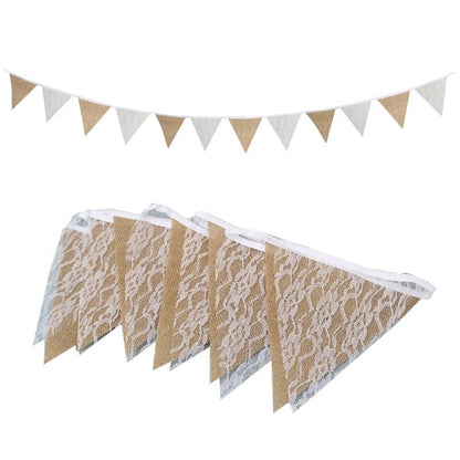 Rustic Just Married Burlap Bunting Banner Set - Cake Pops Parties