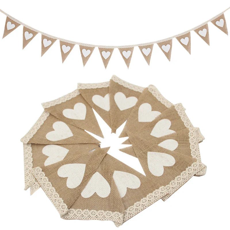 Rustic Just Married Burlap Bunting Banner Set - Cake Pops Parties