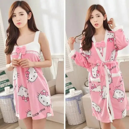 Sanrio Hello Kitty Coral Velvet Nightgown | Kids & Women Sleepwear - Cake Pops Parties