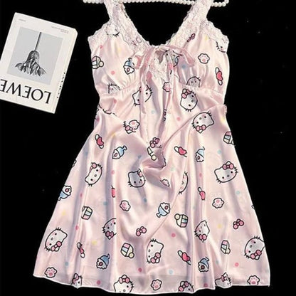 Sanrio Hello Kitty Cute Suspender Pajamas Soft Comfy Sleepwear - Cake Pops Parties