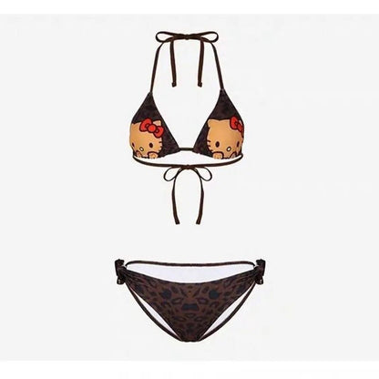 Sanrio Hello Kitty Leopard Print Bikini | Y2K Women's Beach Swimsuit - Cake Pops Parties