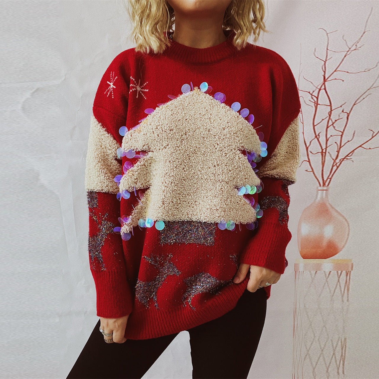 Sequined Christmas Tree Sweater - Cake Pops Parties