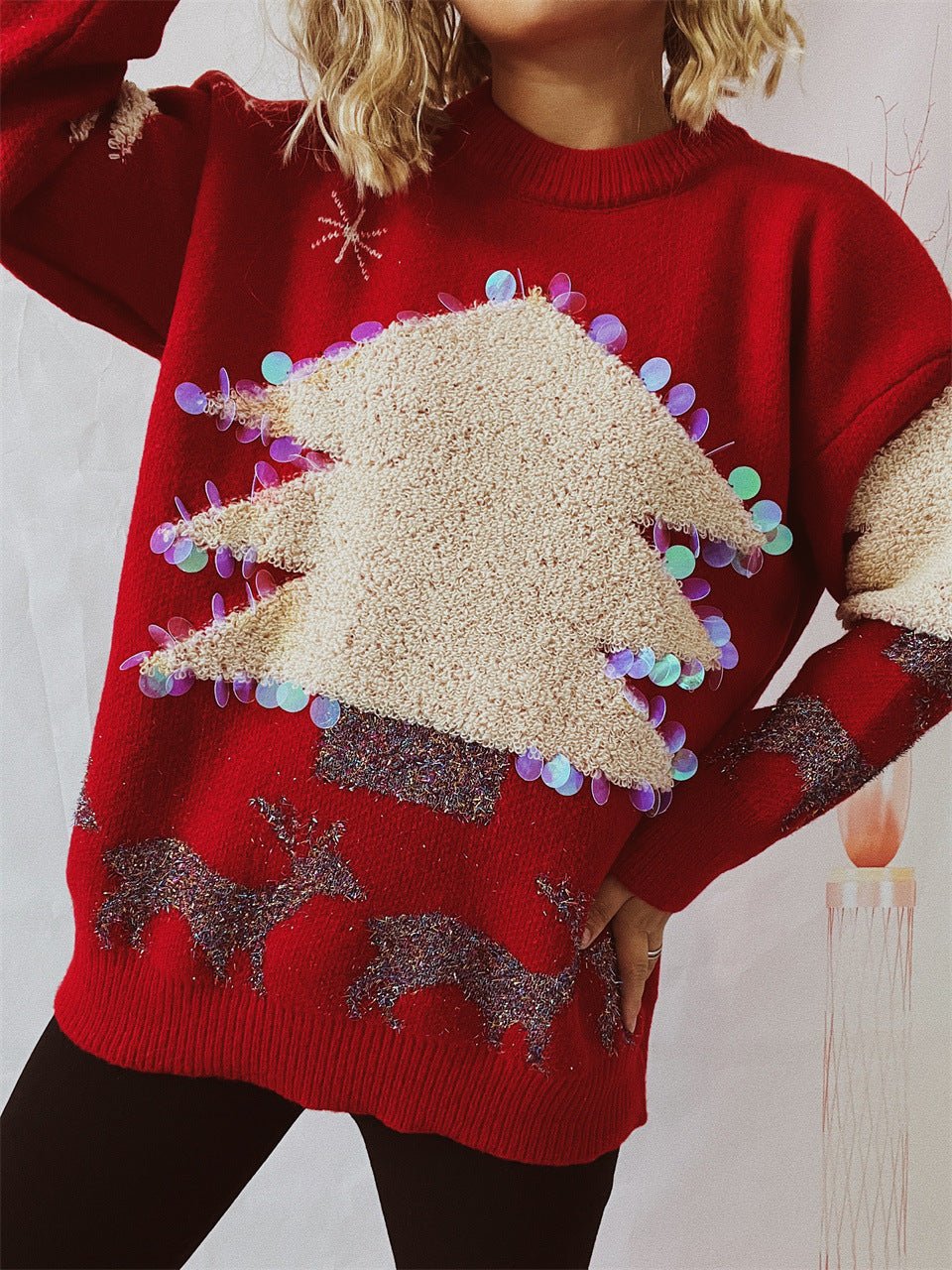 Sequined Christmas Tree Sweater - Cake Pops Parties