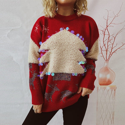 Sequined Christmas Tree Sweater - Cake Pops Parties