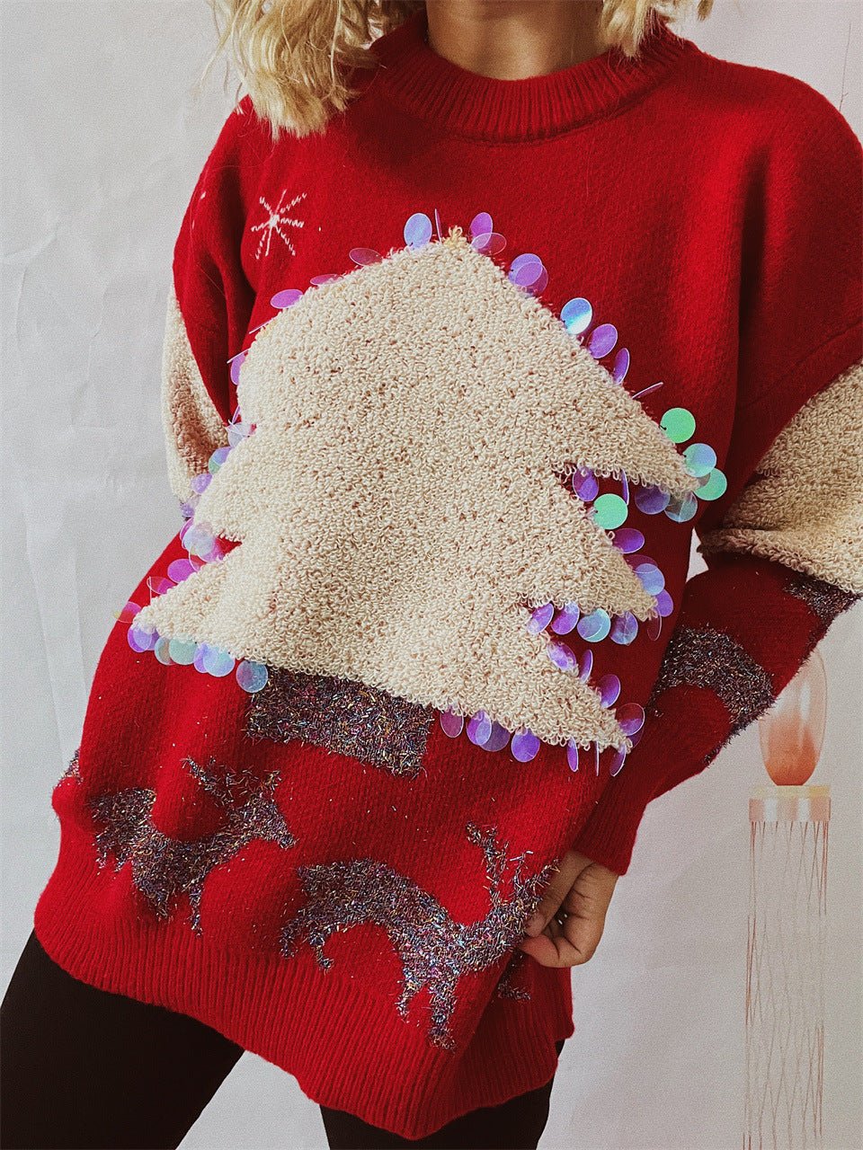 Sequined Christmas Tree Sweater - Cake Pops Parties