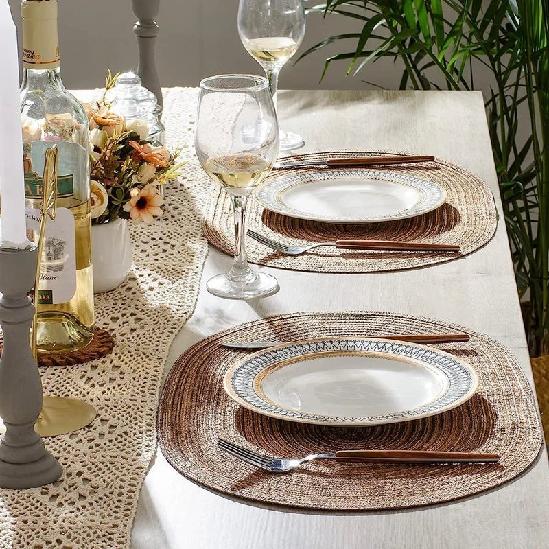 Set of 1/4/6/10 Oval Braided Placemats - Eco - Friendly & Durable - Cake Pops Parties