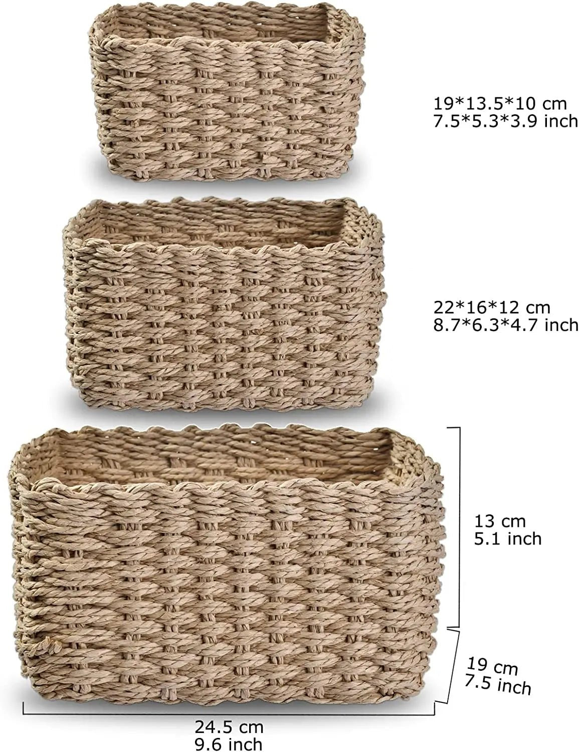 Set of 3 Braided Storage Baskets - Cake Pops Parties