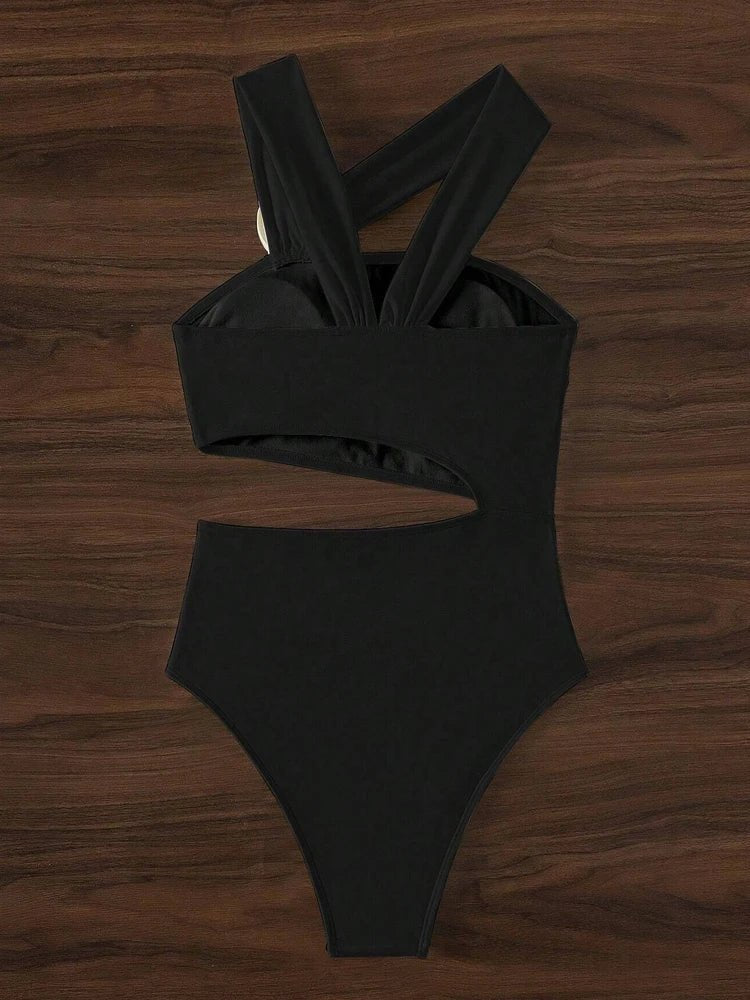 Sexy One - Shoulder Push - Up Monokini | Hollow Cut - Out Swimsuit for Beach Days - Cake Pops Parties