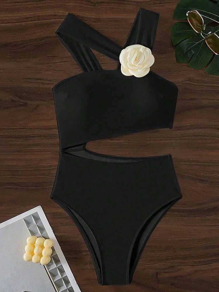 Sexy One - Shoulder Push - Up Monokini | Hollow Cut - Out Swimsuit for Beach Days - Cake Pops Parties