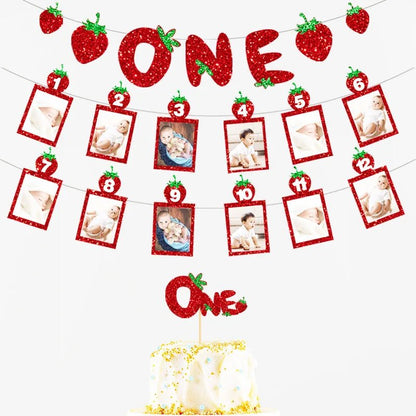 Strawberry One Cake Topper Set - Cake Pops Parties