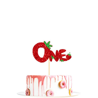 Strawberry One Cake Topper Set - Cake Pops Parties