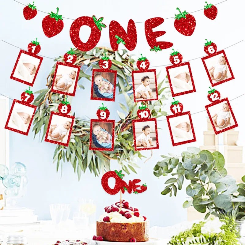 Strawberry One Cake Topper Set - Cake Pops Parties