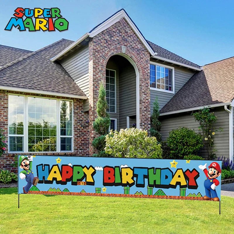 Super Mario Birthday Banner - Fun Party Decor - Cake Pops Parties