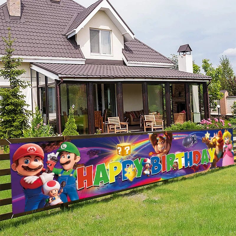 Super Mario Birthday Banner - Fun Party Decor - Cake Pops Parties