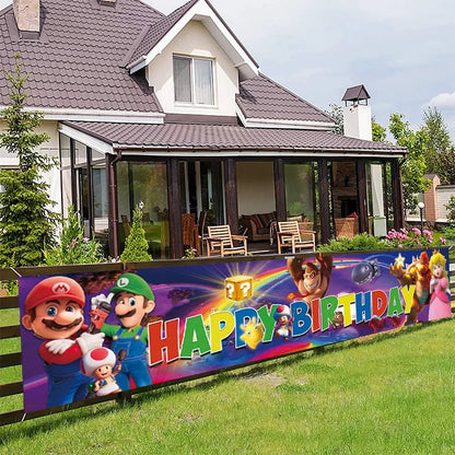 Super Mario Birthday Banner - Fun Party Decor - Cake Pops Parties