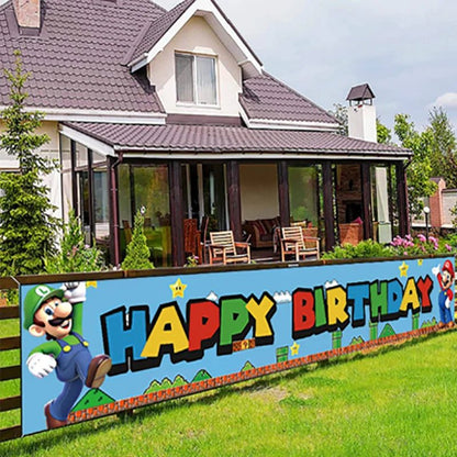Super Mario Birthday Banner - Fun Party Decor - Cake Pops Parties