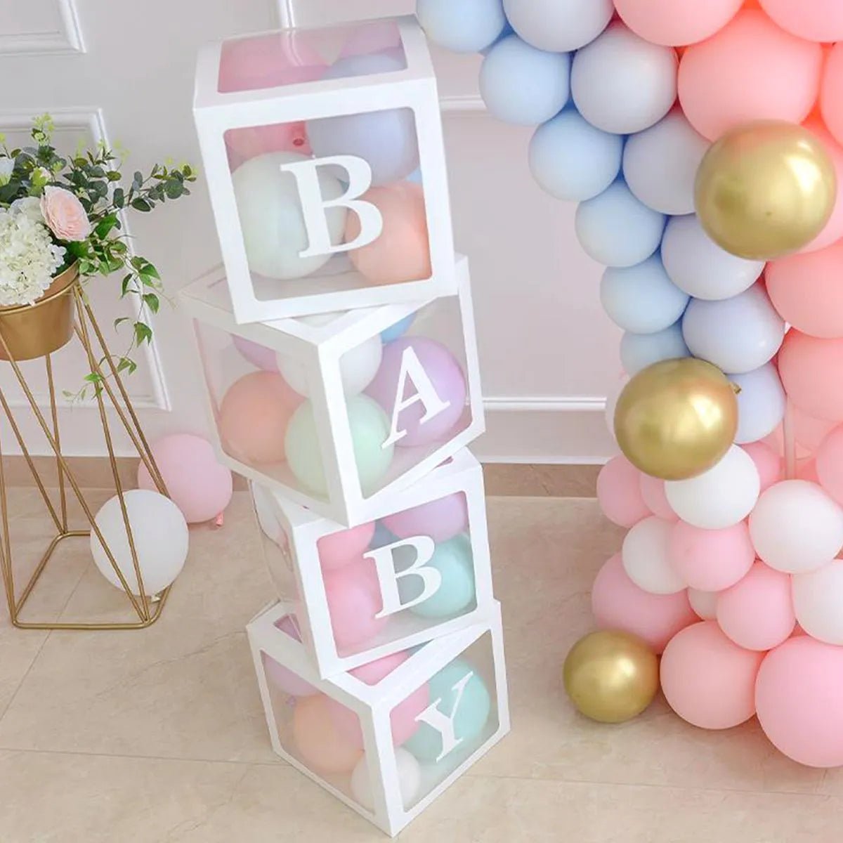 Transparent Balloon Box Baby Shower Decor - Cake Pops Parties