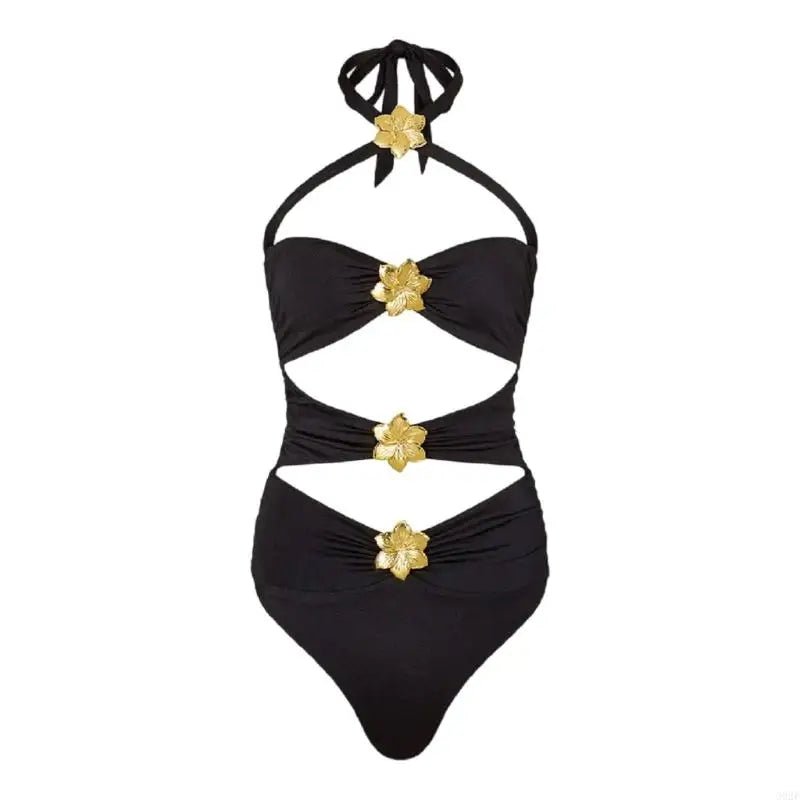 Trendy Halterneck Swimming Costume | Women's Cut - Out Monokini Design - Cake Pops Parties
