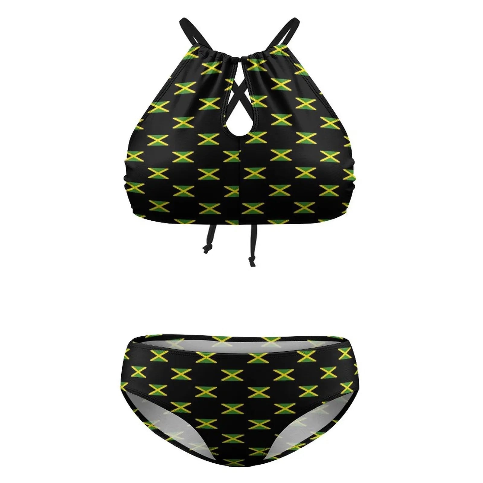 Vibrant Jamaican Flag Bikini Set - Women's Kawaii Swimwear for Beach & Surf - Cake Pops Parties