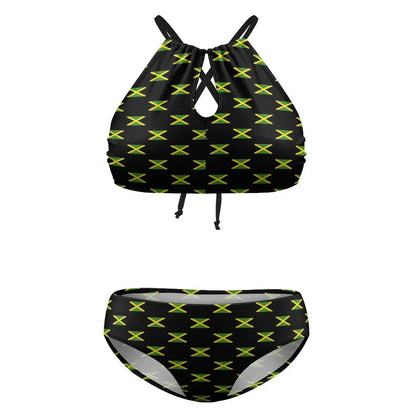 Vibrant Jamaican Flag Bikini Set - Women's Kawaii Swimwear for Beach & Surf - Cake Pops Parties
