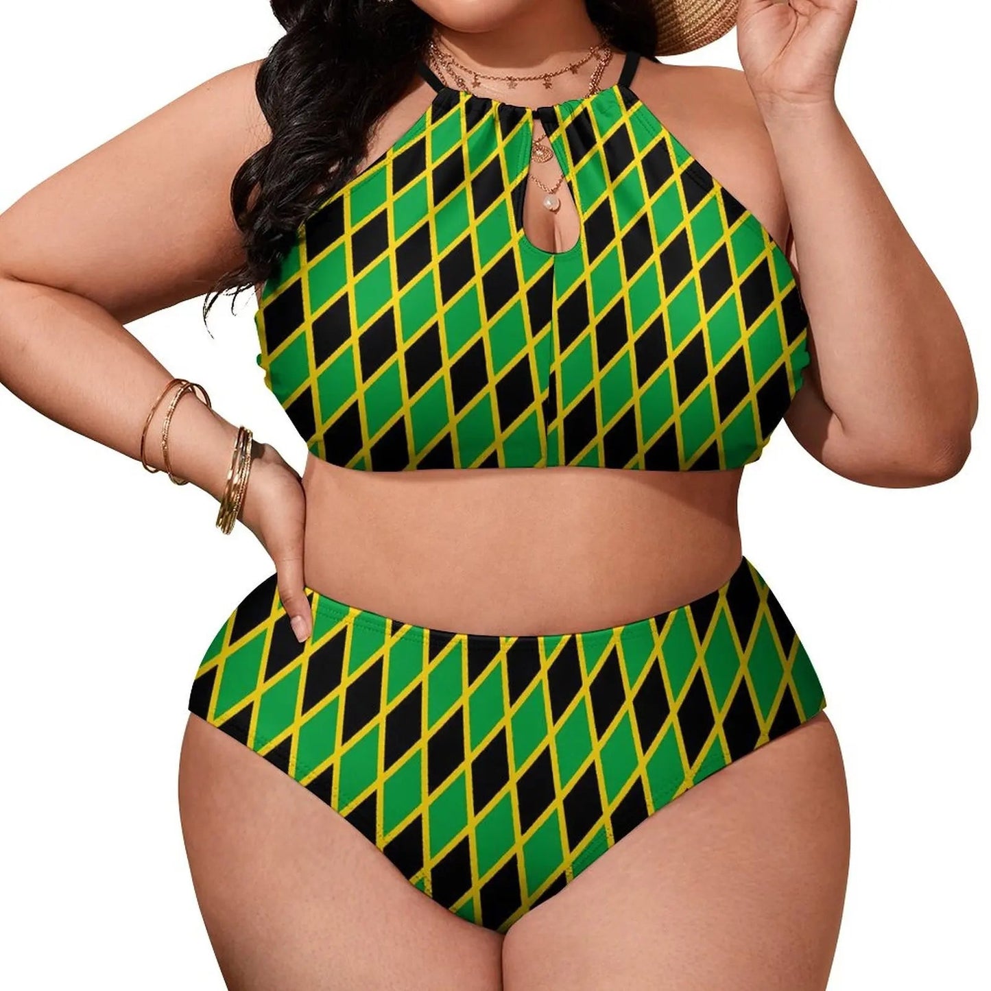 Vibrant Jamaican Flag Bikini Set - Women's Kawaii Swimwear for Beach & Surf - Cake Pops Parties