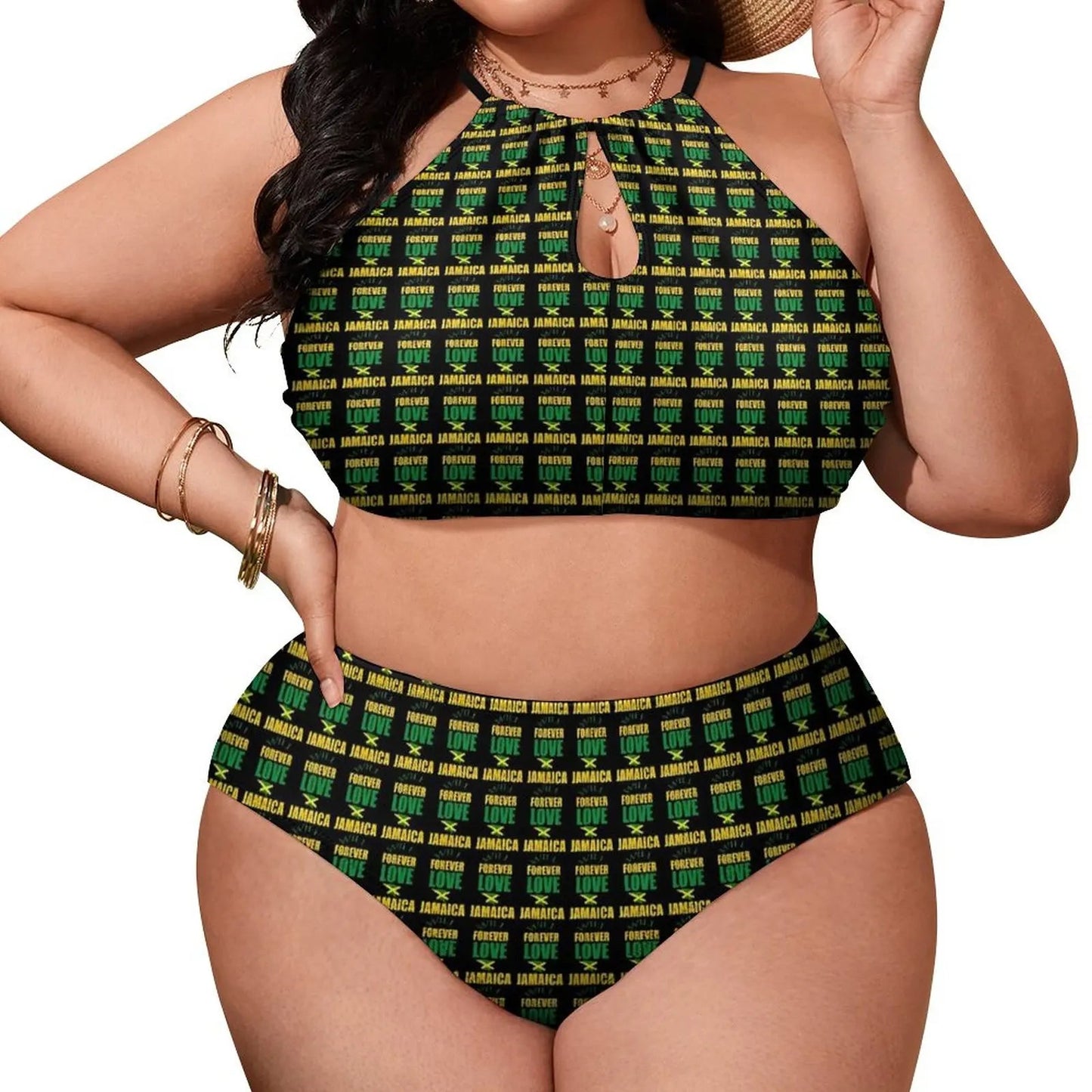 Vibrant Jamaican Flag Bikini Set - Women's Kawaii Swimwear for Beach & Surf - Cake Pops Parties