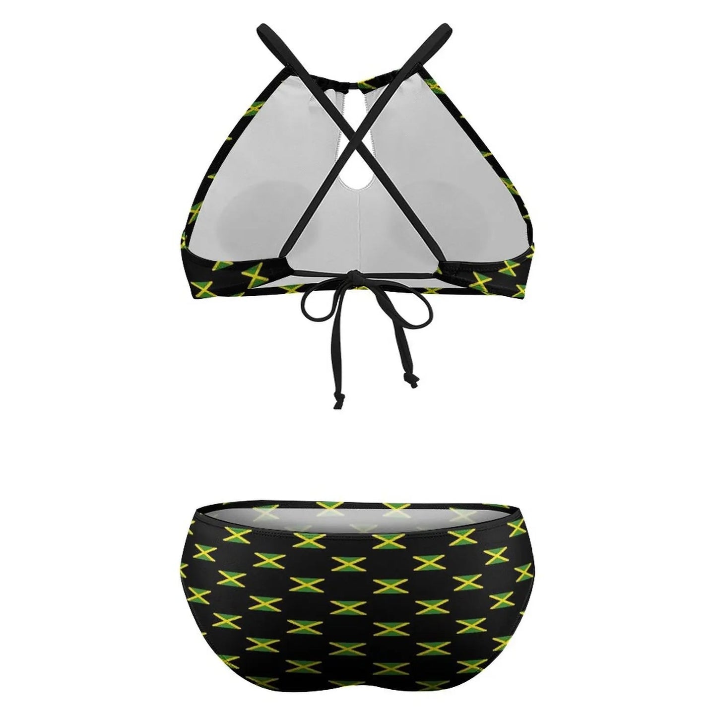 Vibrant Jamaican Flag Bikini Set - Women's Kawaii Swimwear for Beach & Surf - Cake Pops Parties