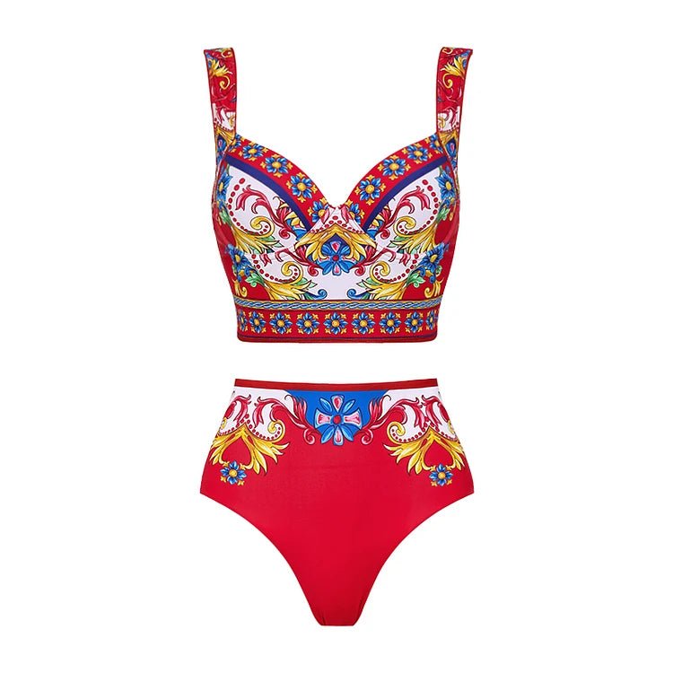 Vintage Style One Piece Swimsuit | Retro Pattern Print | Women's Wear - Cake Pops Parties